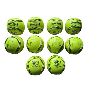 Rawlings Dream Seam Fastpitch Softball Lot of 10 NSA C11BYLN Optic Yellow 11"